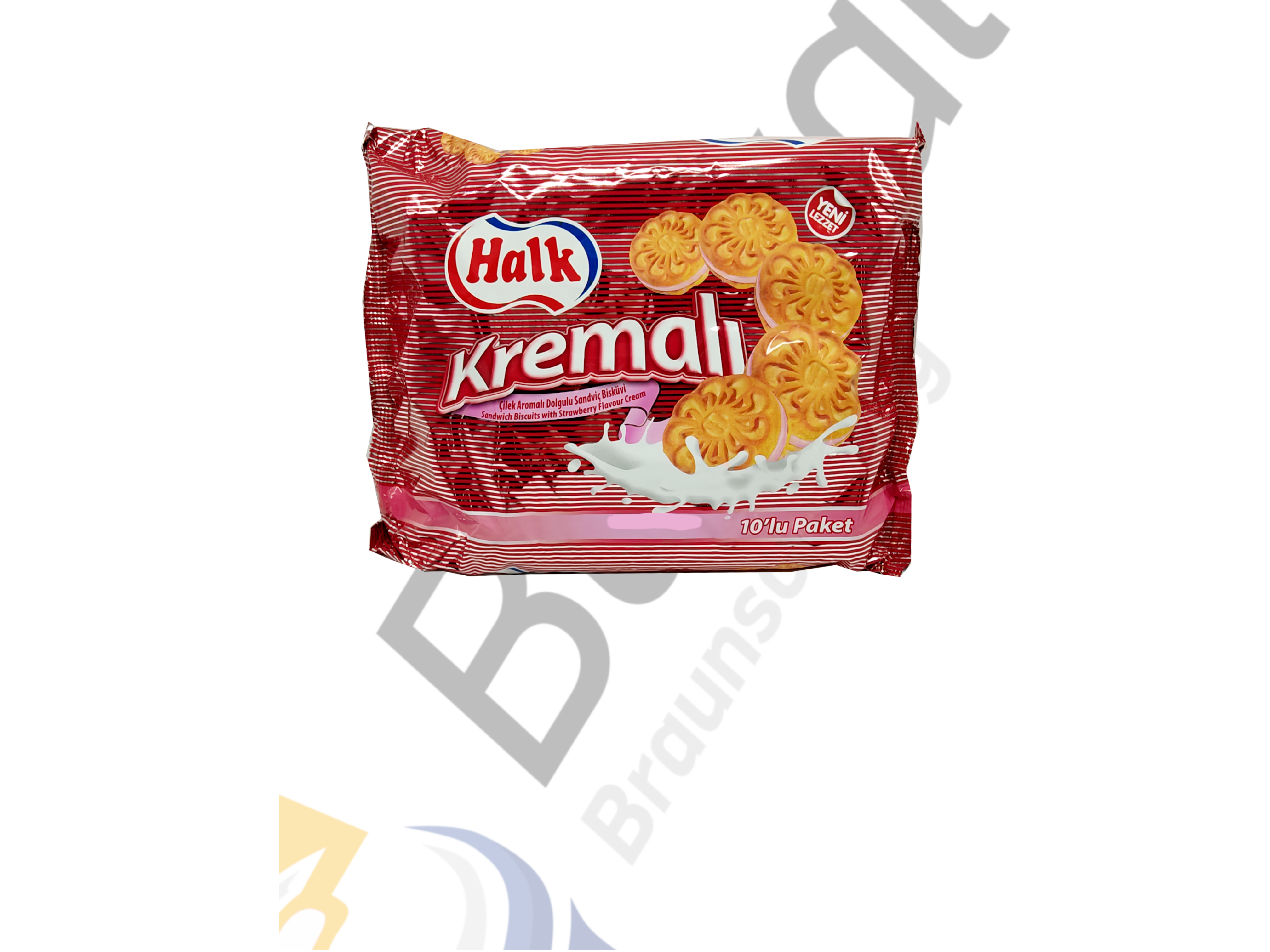 Halk Kremali Bisküvi Cilek 10x50g - Keks mit Erdbeercreme 10x50g